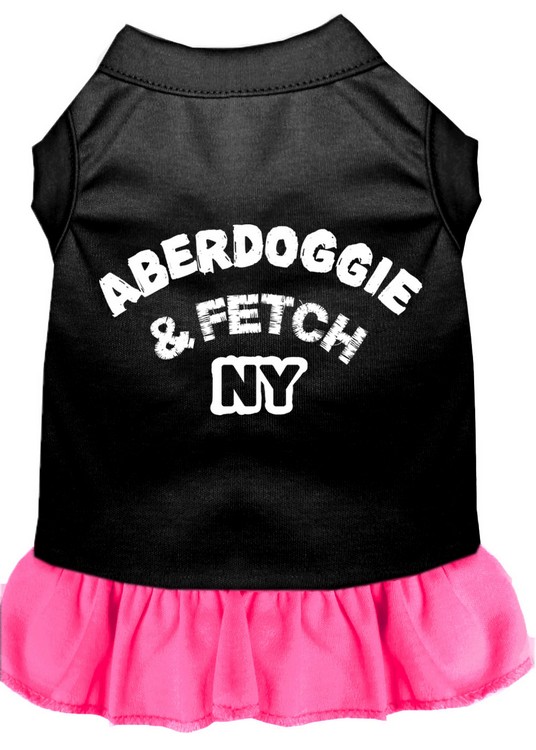 Aberdoggie NY Screen Print Dress Black with Bright Pink Lg